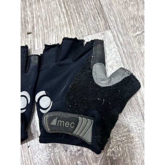 Mec Bicycle Gloves Cycling Gloves Half Finger Leather Black - Picture 4 of 5
